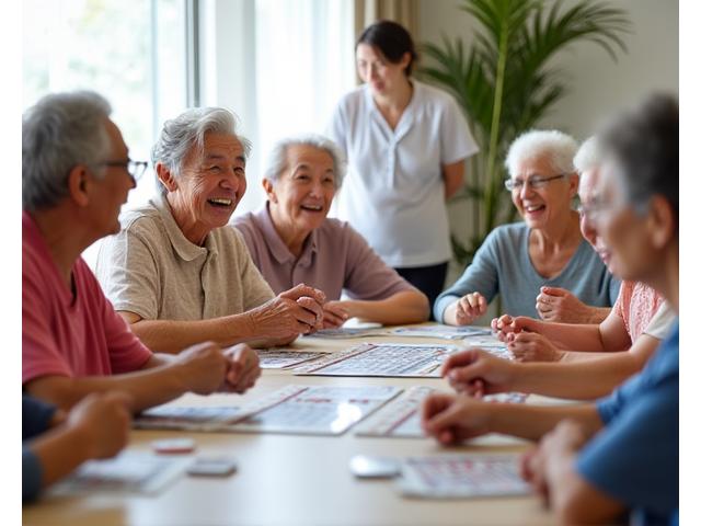 ビンゴゲームを楽しむ居住者