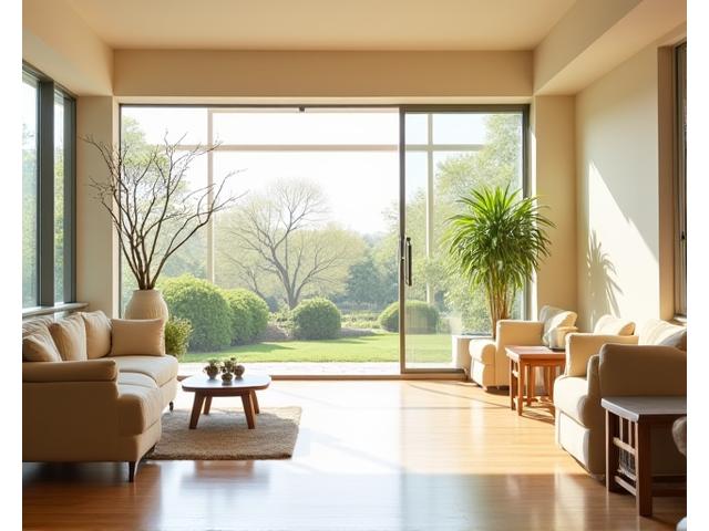 明るい共有リビングスペース